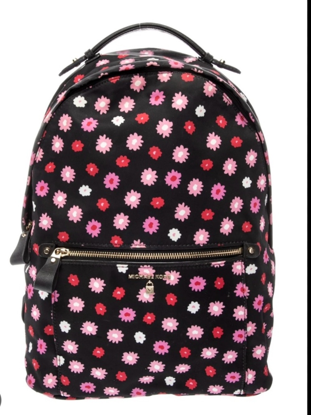 Michael Kors Black Backpack with Pink & Red Floral Dot Print - Picture 10 of 10